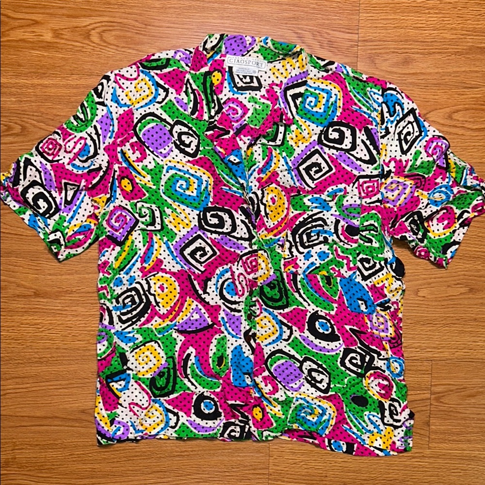 Sandra Roth 100% Silk Artsy Blouse